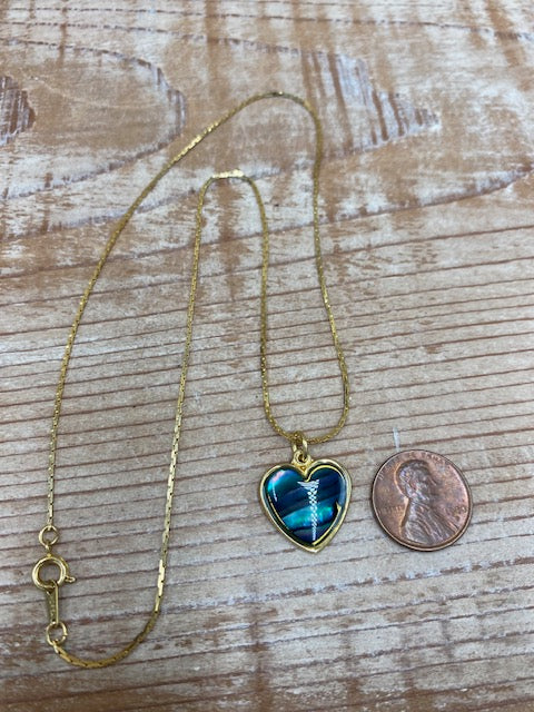Gold Abalone Heart Necklace