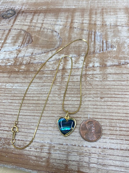 Gold Abalone Heart Necklace