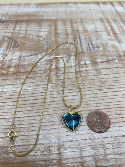 Gold Abalone Heart Necklace